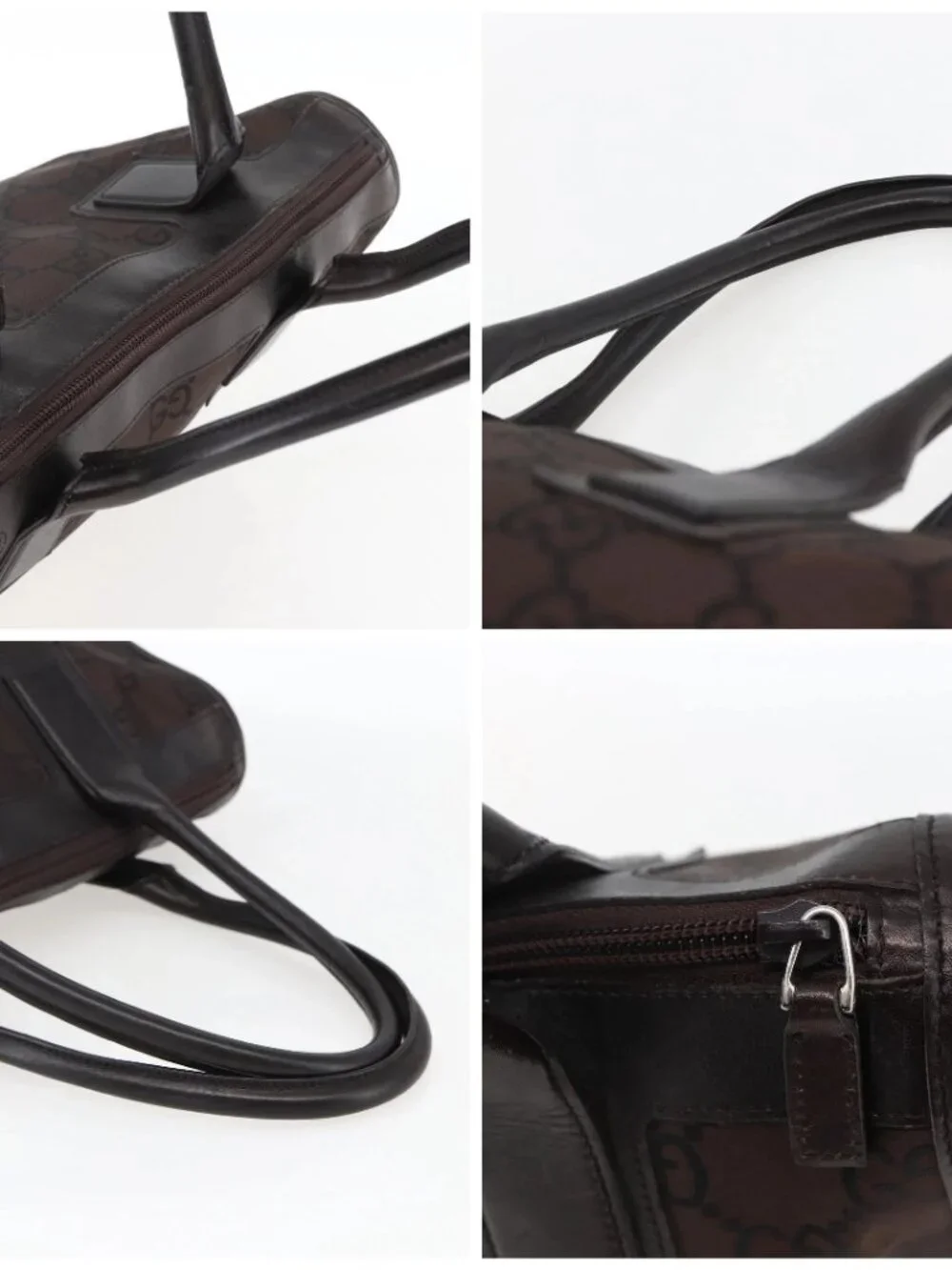 GUCCI GG Canvas Tote Bag Nylon outlet Dark Brown Silver 143742 Auth am10768 - Picture 16 of 16